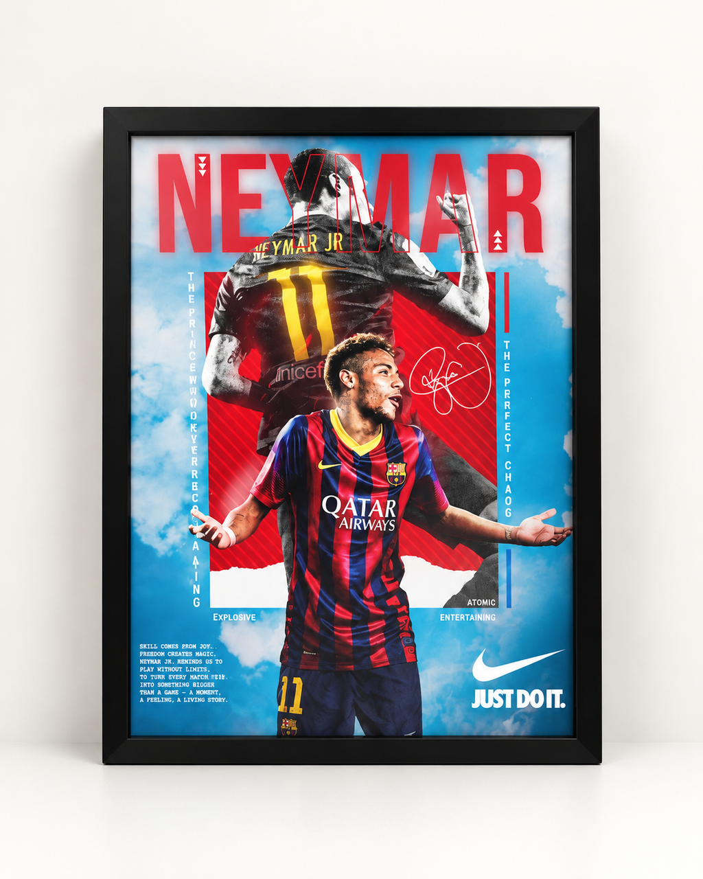 Neymar Jr. Barcelona #11 – Football Moments Framed Poster